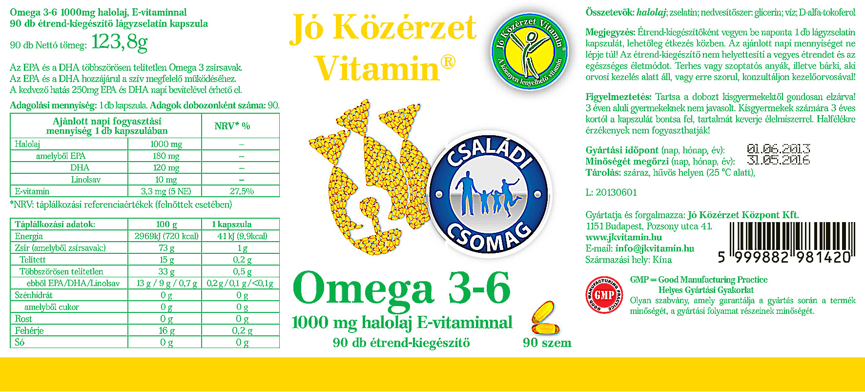 Jó Közérzet prémium omega-3-6 családi 90 db